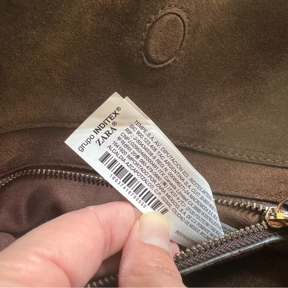 Zara Brown Suede Shoulder Bag - Picture 4 of 5
